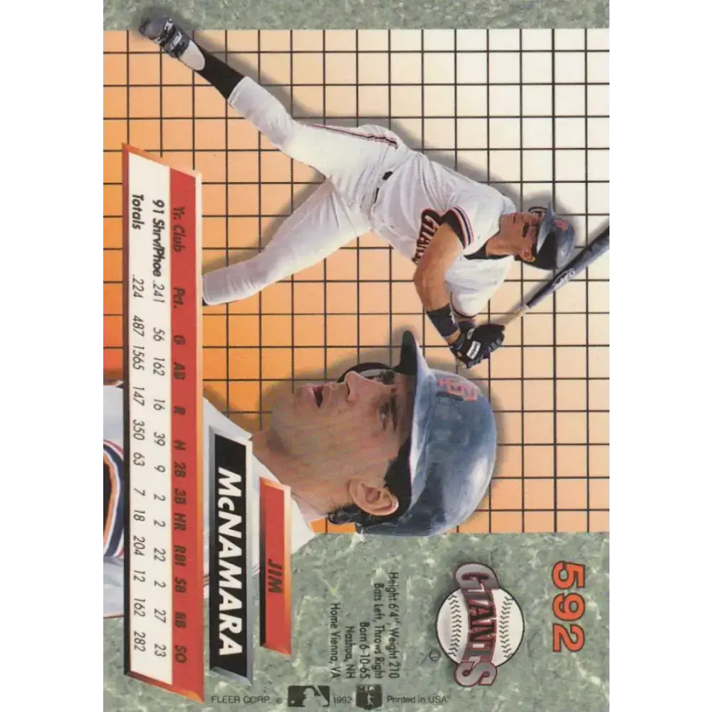 1992 Fleer Ultra #592 Jim McNamara NM-MT RC Rookie San Francisco Giants Baseball Card - Baseball Card Single