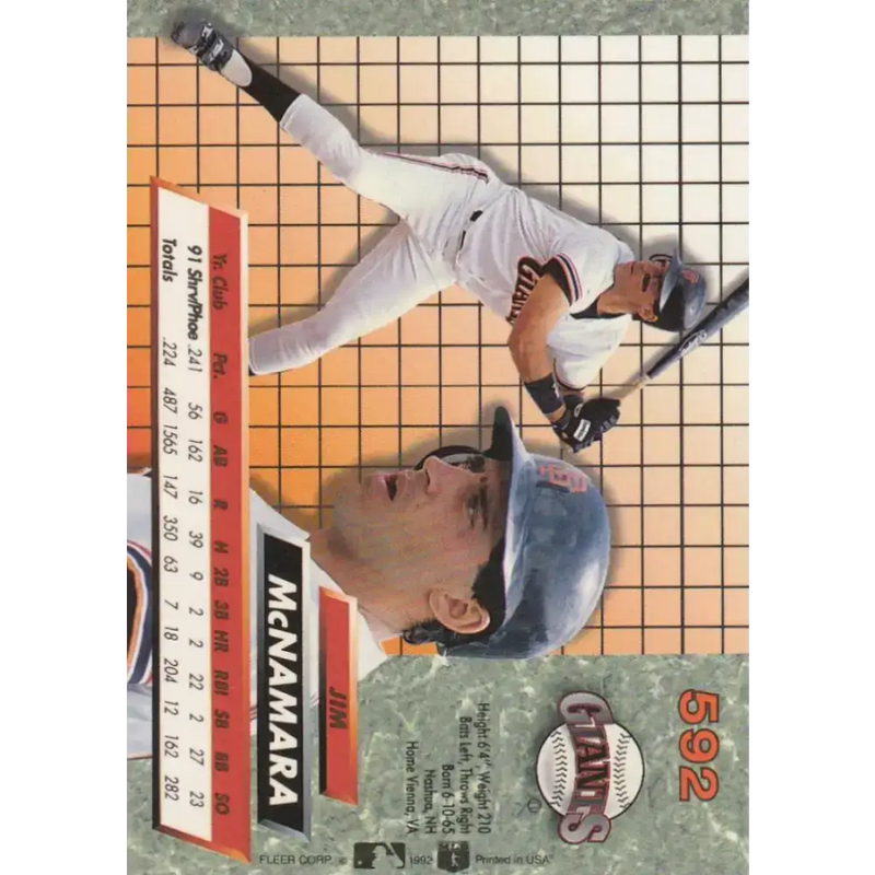 1992 Fleer Ultra #592 Jim McNamara NM-MT RC Rookie San Francisco Giants Baseball Card - Baseball Card Single