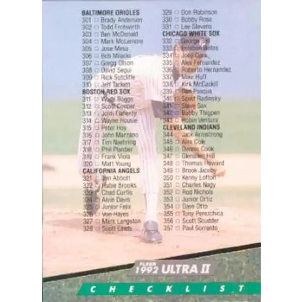 1992 Fleer Ultra #598 Scott Sanderson Checklist 301-400 NM-MT New York Yankees Baseball Card - Baseball Card Single