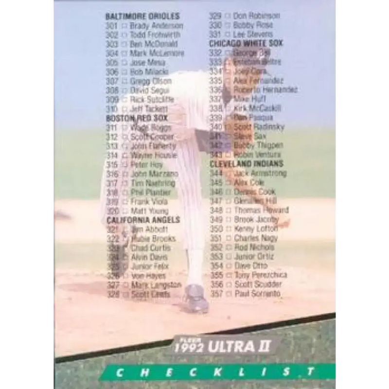 1992 Fleer Ultra #598 Scott Sanderson Checklist 301-400 NM-MT New York Yankees Baseball Card - Baseball Card Single