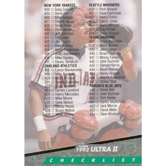 1992 Fleer Ultra #599 Junior Ortiz Checklist 401-500 NM-MT Cleveland Indians Baseball Card - Baseball Card Single