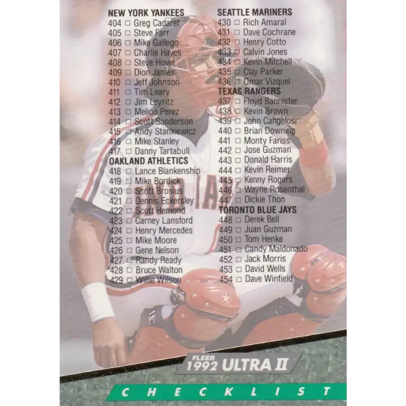 1992 Fleer Ultra #599 Junior Ortiz Checklist 401-500 NM-MT Cleveland Indians Baseball Card - Baseball Card Single