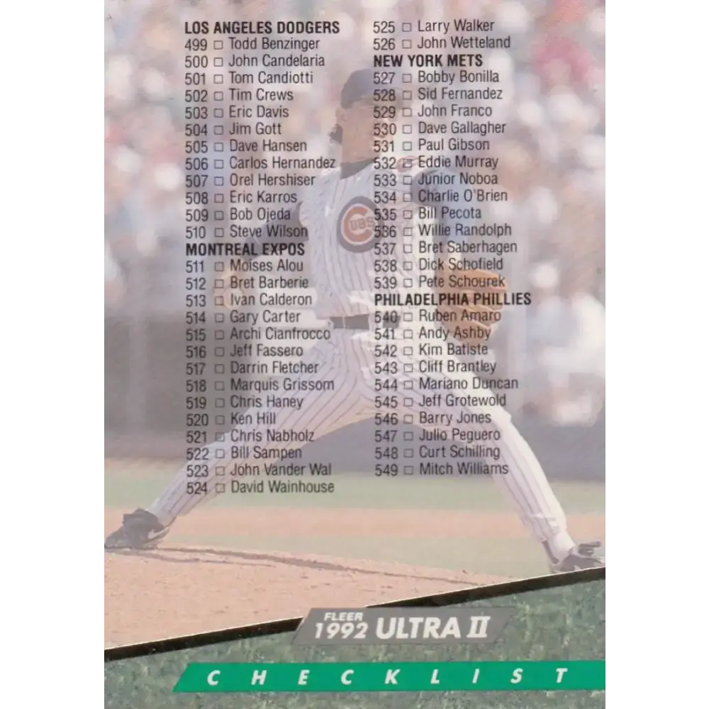 1992 Fleer Ultra #600 Mike Morgan Checklist 501-600 NM-MT Chicago Cubs Baseball Card - Baseball Card Single