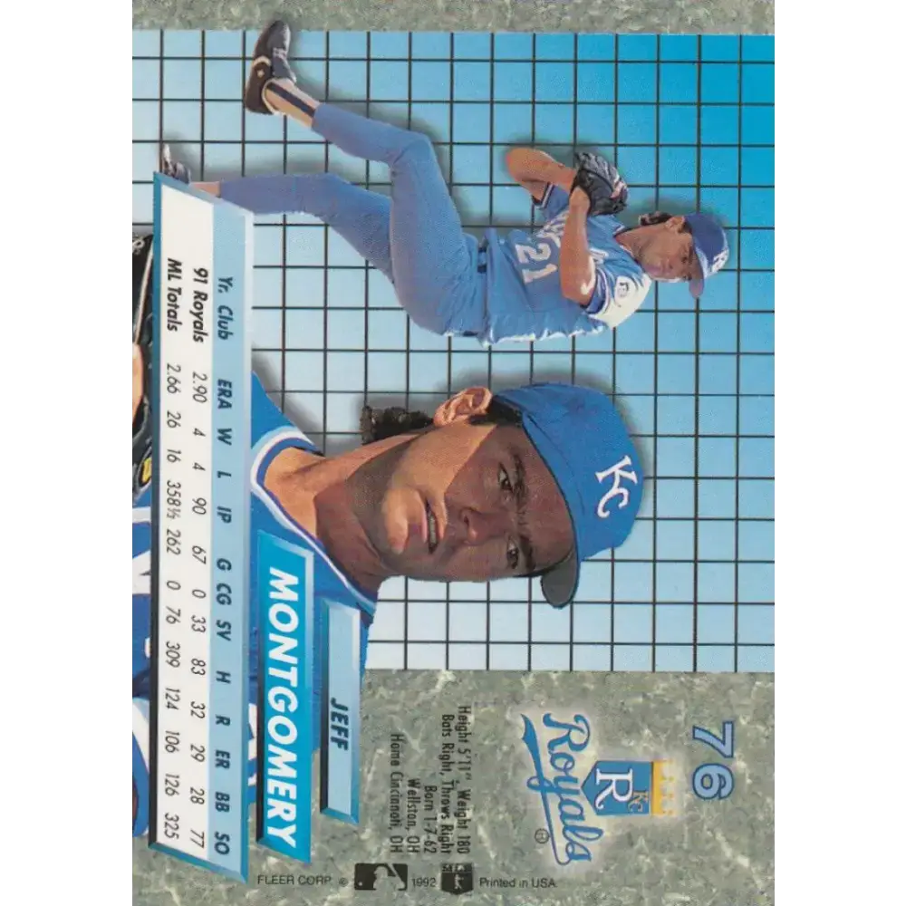 1992 Fleer Ultra #76 Jeff Montgomery NM-MT Kansas City Royals Baseball Card - Baseball Card Single