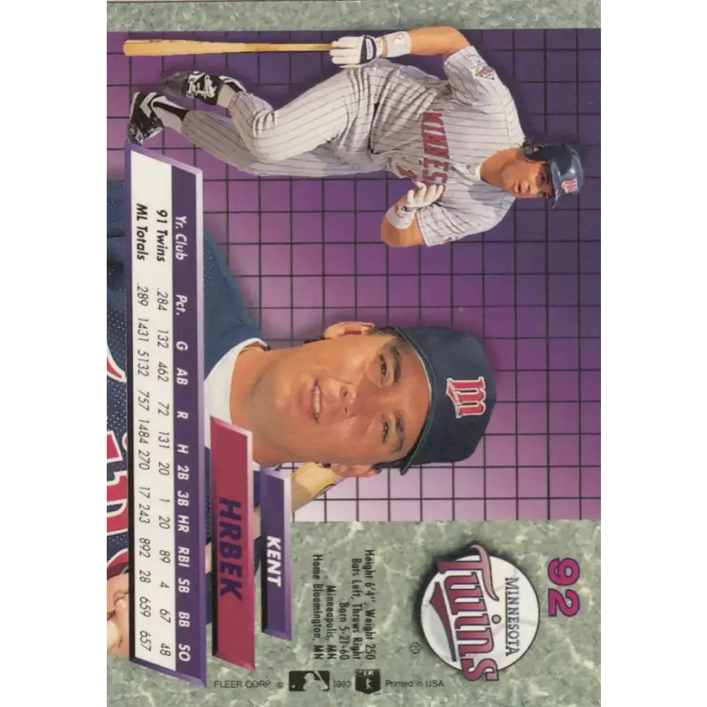 1992 Fleer Ultra #92 Kent Hrbek NM-MT Minnesota Twins Baseball Card - Baseball Card Single