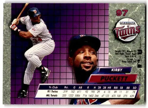 Original gloss Fleer Ultra Kirby Puckett baseball card from 1992 Fleer Ultra #97