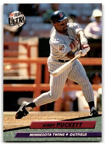 Original gloss Fleer Ultra Kirby Puckett baseball card from 1992 Fleer Ultra #97