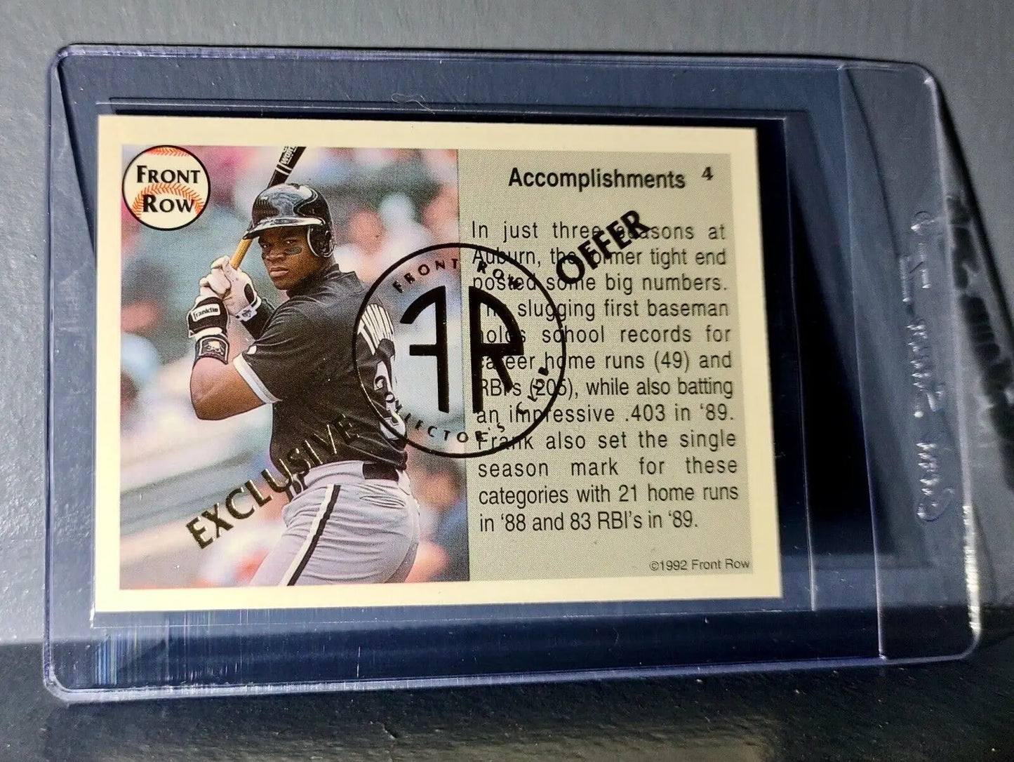1992 Frank Thomas Front Row Baseball Card #4 Collector’s Club - Baseball Card Single
