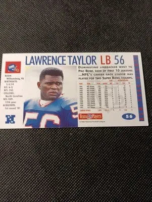 1992 GameDay - #56 Lawrence Taylor. NY Giants. NFL Team Players. NRMT+