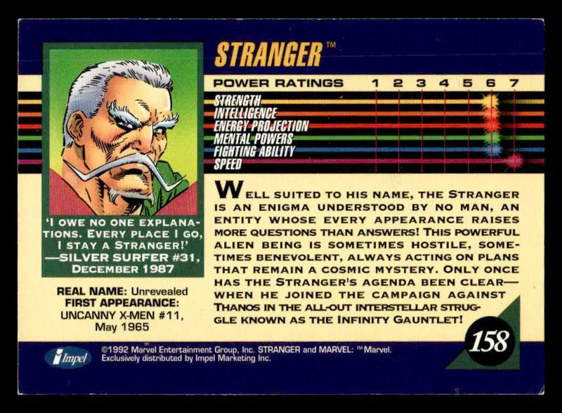 1992 Impel Marvel Universe #158 Stranger - Non-Sports Card Single