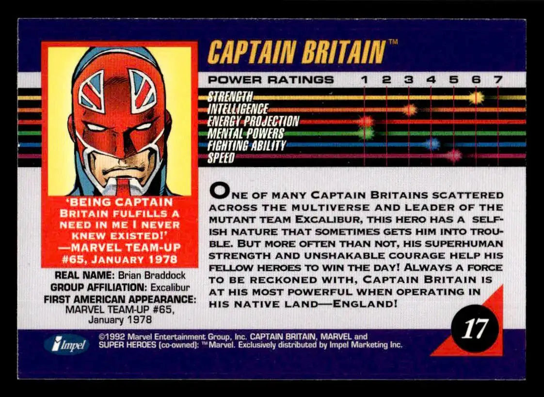 1992 Impel Marvel Universe #17 Captain Britain - Non-Sports Card Single