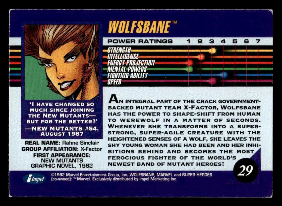 1992 Impel Marvel Universe #29 Wolfsbane - Non-Sports Card Single