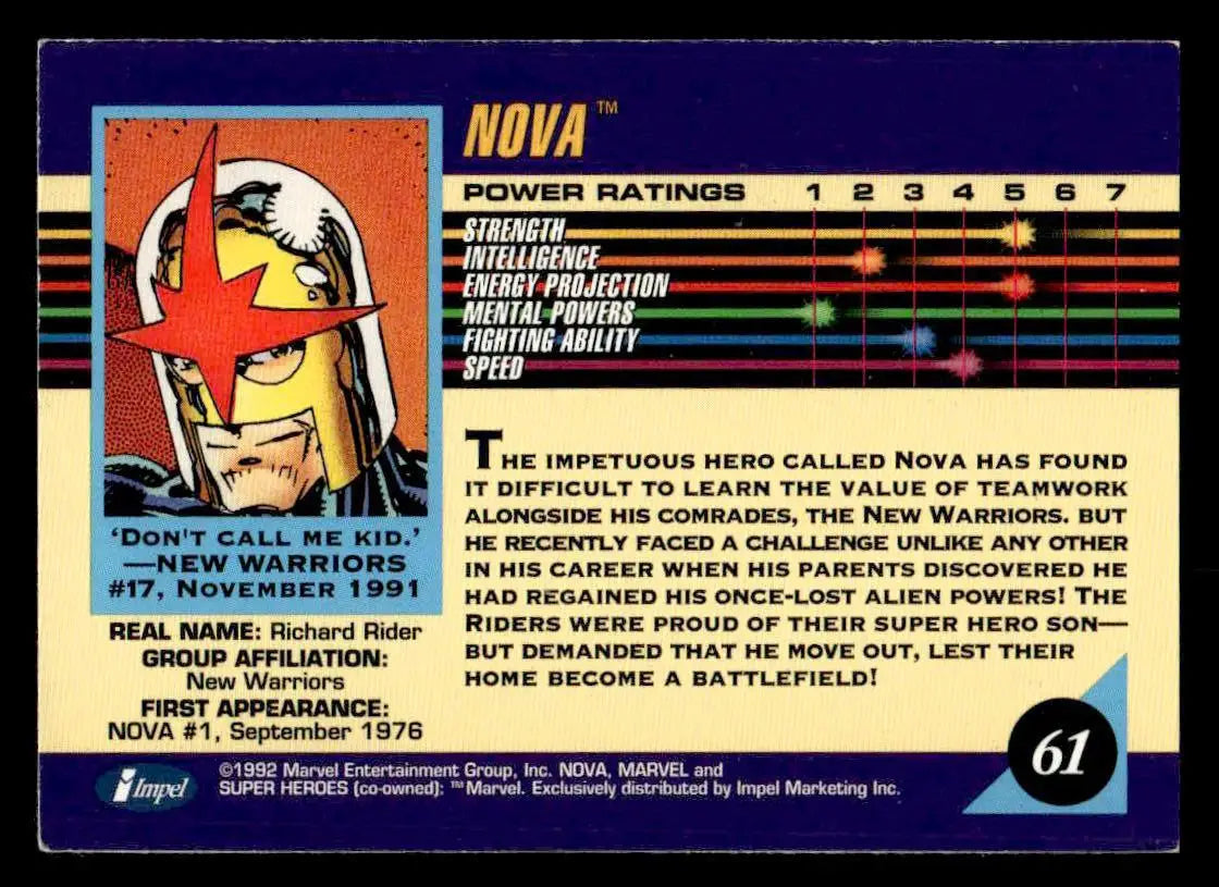 1992 Impel Marvel Universe #61 Nova - Non-Sports Card Single