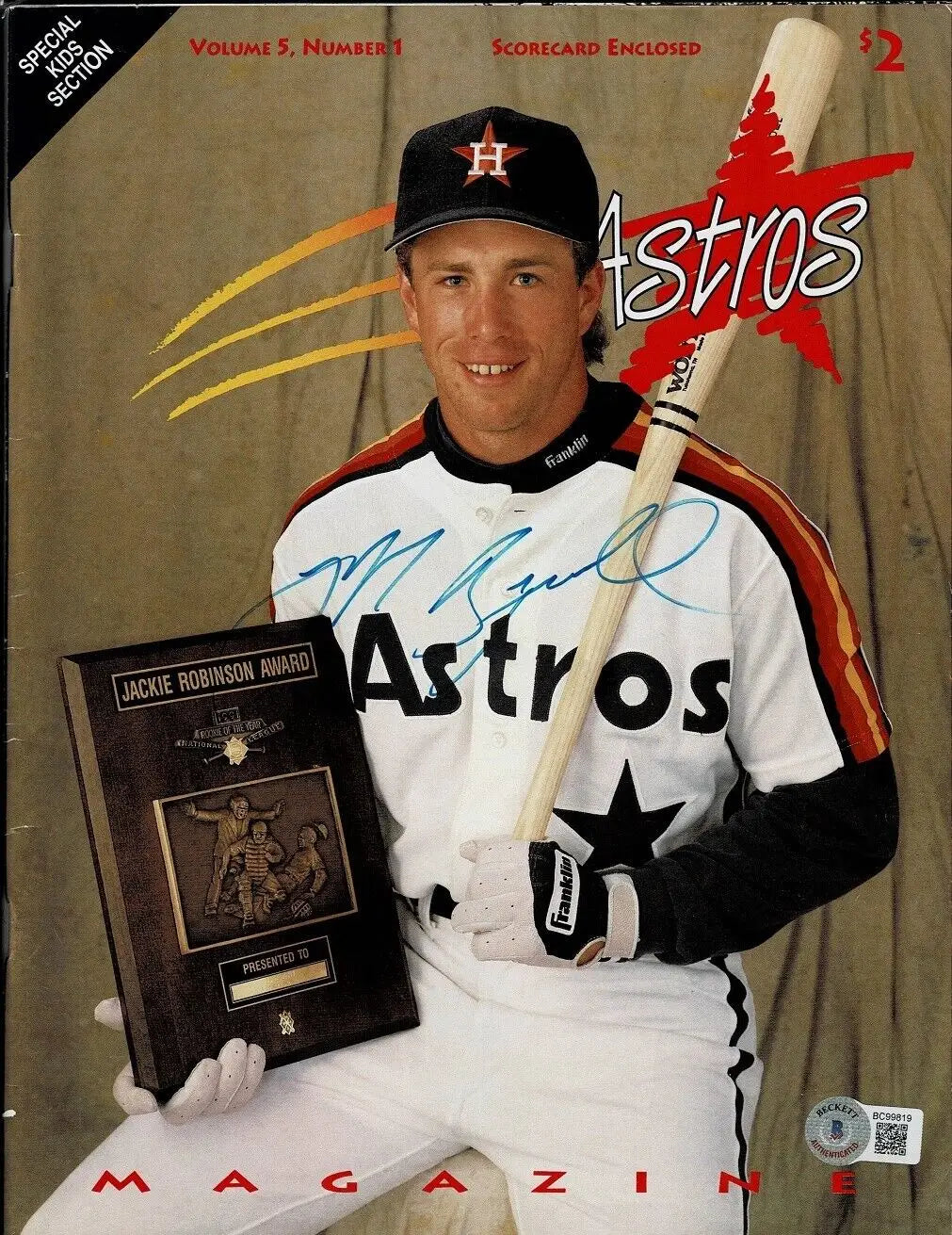 Signed Houston Astros magazine featuring Jeff Bagwell signed auto baseball memorabilia