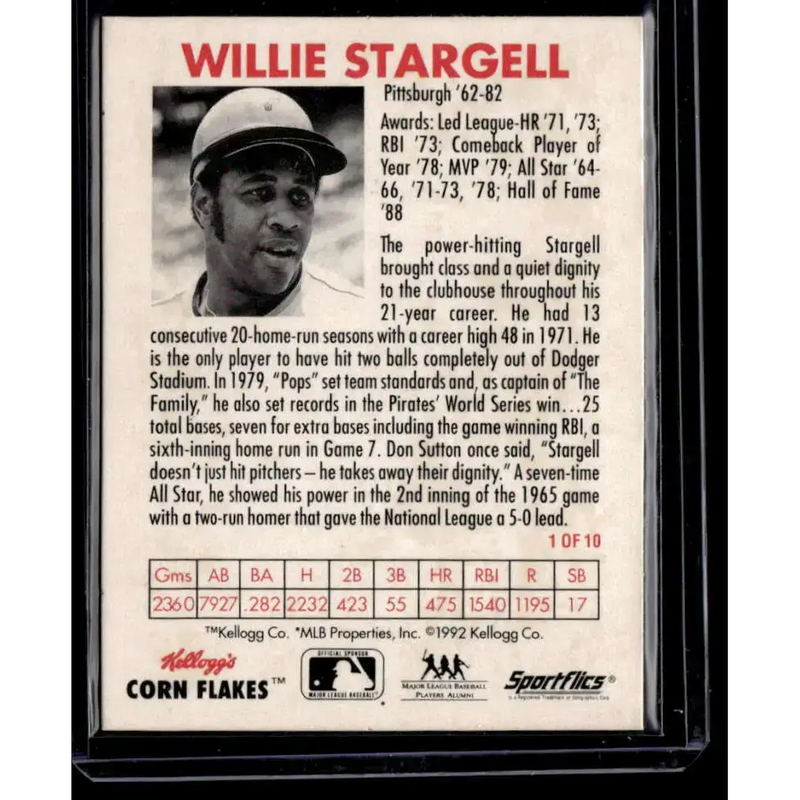1992 Kellogg’s Frosted Flakes All Stars #NNO Willie Stargell NM-MT - Baseball Card Single