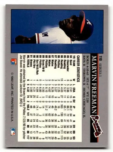 1992 Leaf #110 Marvin Freeman Atlanta Braves Baseball Cards EX/NM ID:64430 - Baseball Card Single