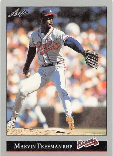 Original gloss Marvin Freeman baseball card 1992 Leaf #110 NM-MT Braves ID 71571