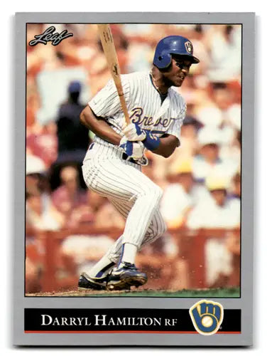 Darryl Hamilton baseball card with original gloss from 1992 Leaf Brewers series