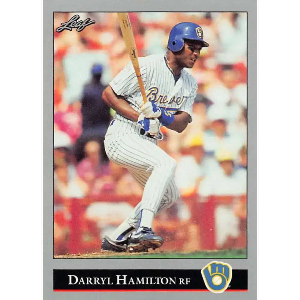 1992 Leaf #12 Darryl Hamilton NM-MT Milwaukee Brewers Baseball Card - Baseball Card Single