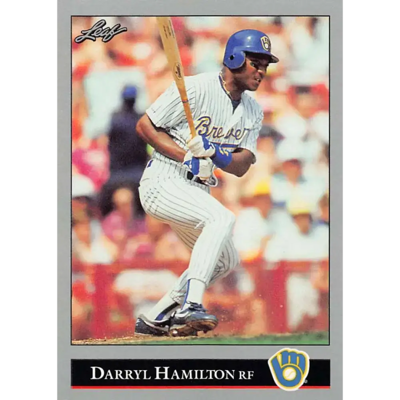1992 Leaf #12 Darryl Hamilton NM-MT Milwaukee Brewers Baseball Card - Baseball Card Single