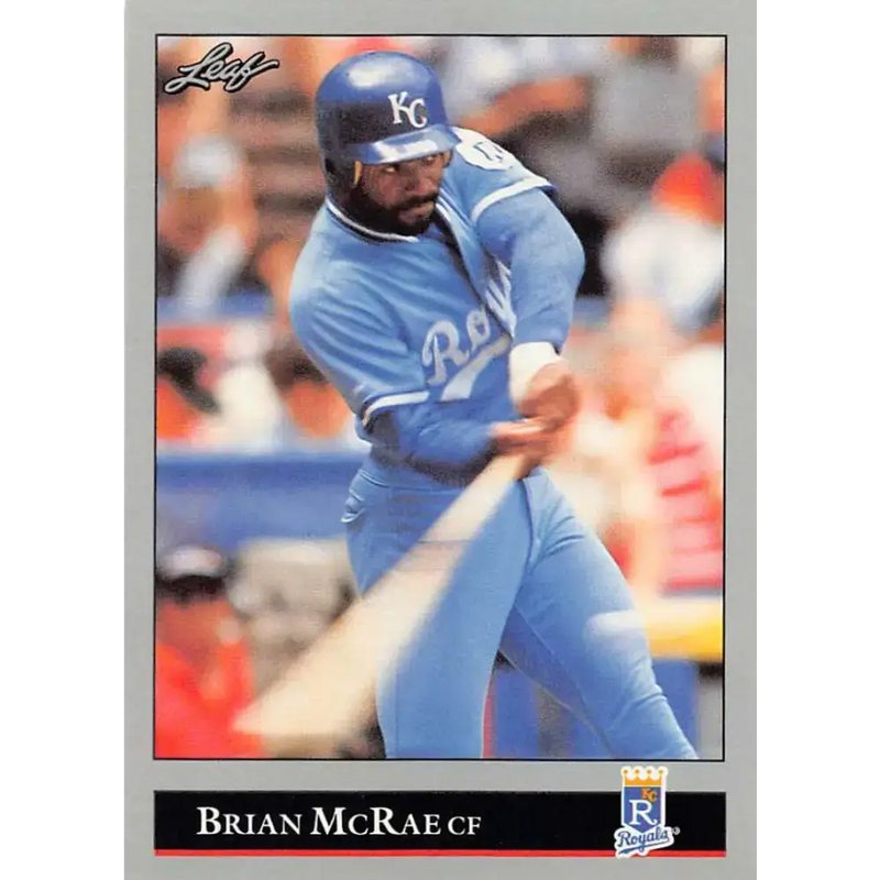 1992 Leaf #123 Brian McRae NM-MT Kansas City Royals Baseball Card - Baseball Card Single