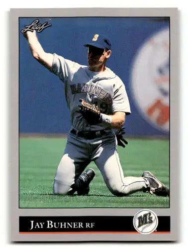 Original gloss Jay Buhner baseball card from 1992 Leaf #128 Mariners ID:64263
