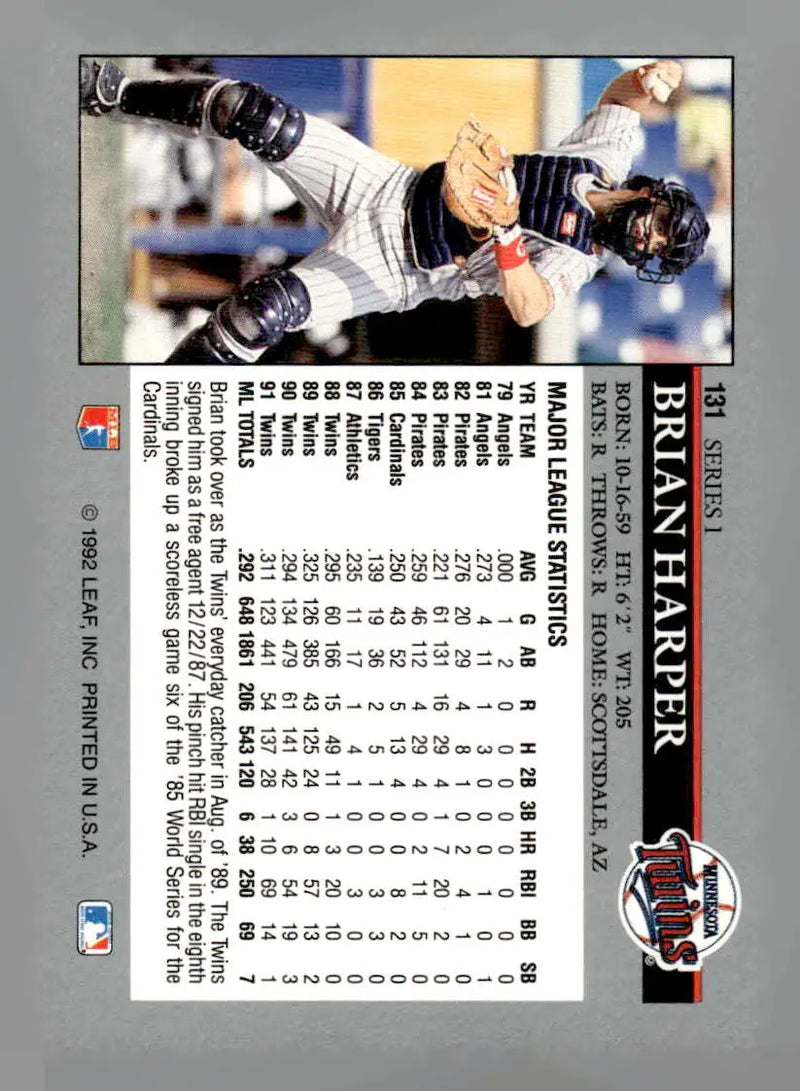 1992 Leaf #131 Brian Harper - Baseball Card Single