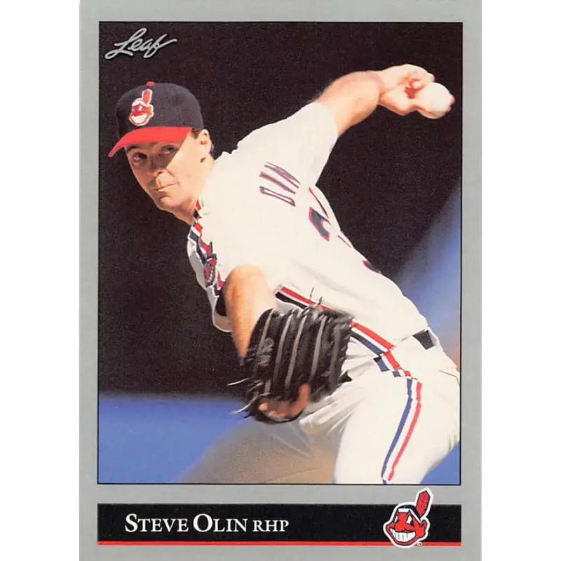 1992 Leaf #141 Steve Olin NM-MT Cleveland Indians Baseball Card - Baseball Card Single