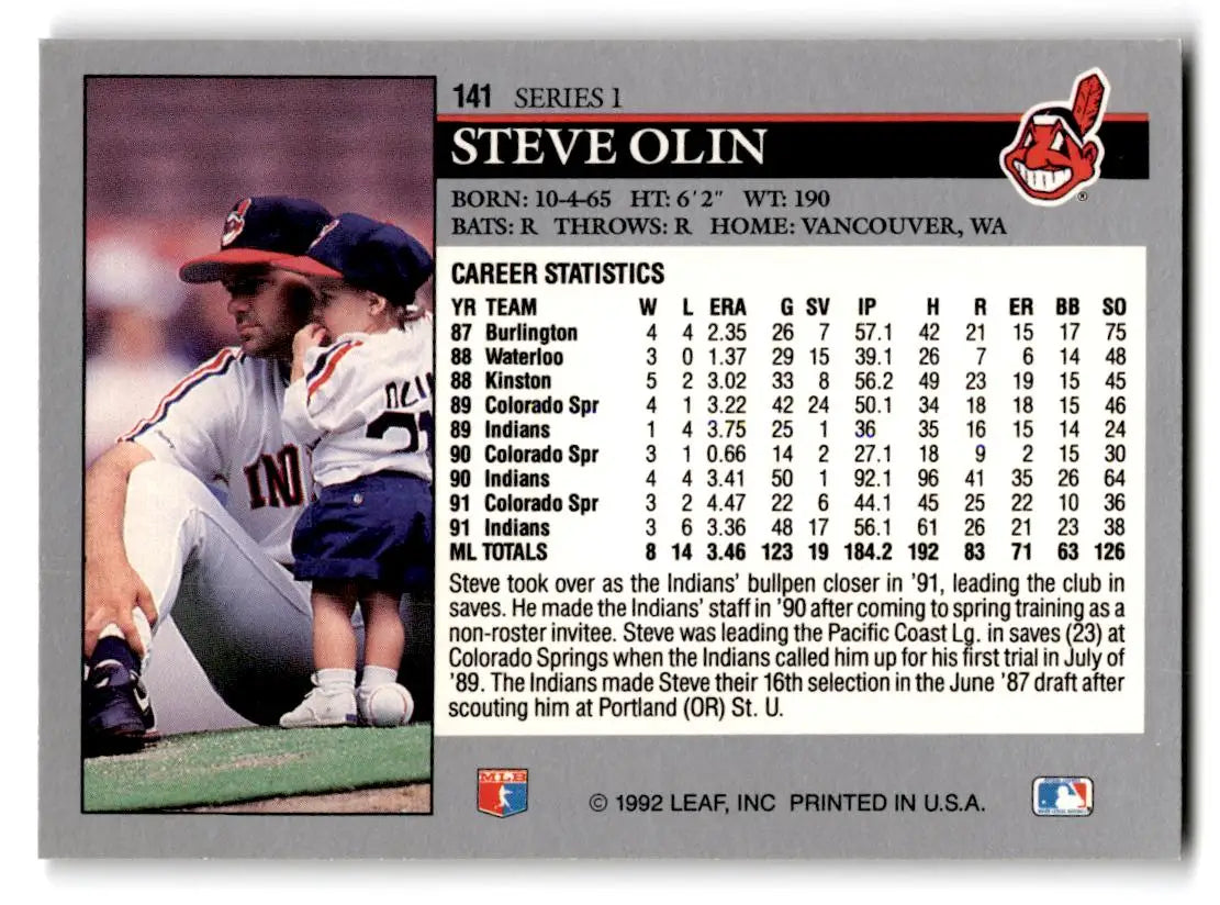 1992 Leaf #141 Steve Olin - Baseball Card Single