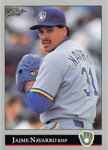 Vintage 1992 Leaf Jaime Navarro NM-MT baseball card with original gloss Milwaukee Brewers