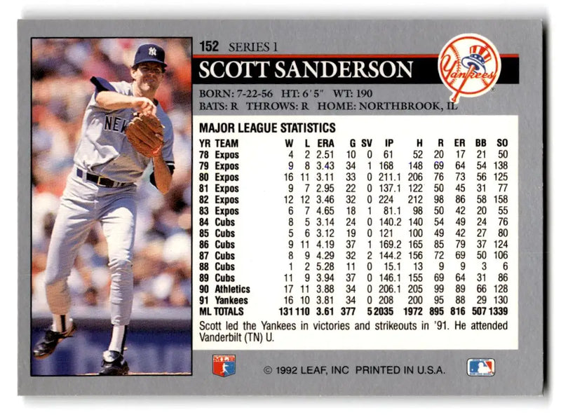 1992 Leaf #152 Scott Sanderson - Baseball Card Single
