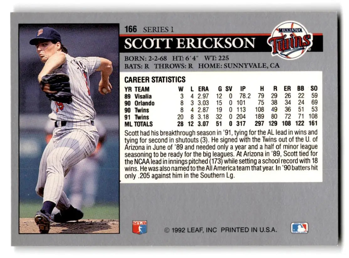 1992 Leaf #166 Scott Erickson - Baseball Card Single
