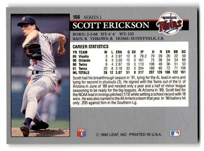 1992 Leaf #166 Scott Erickson - Baseball Card Single
