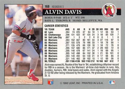 Alvin Davis baseball card with original gloss from 1992 Leaf #168 NM-MT Angels