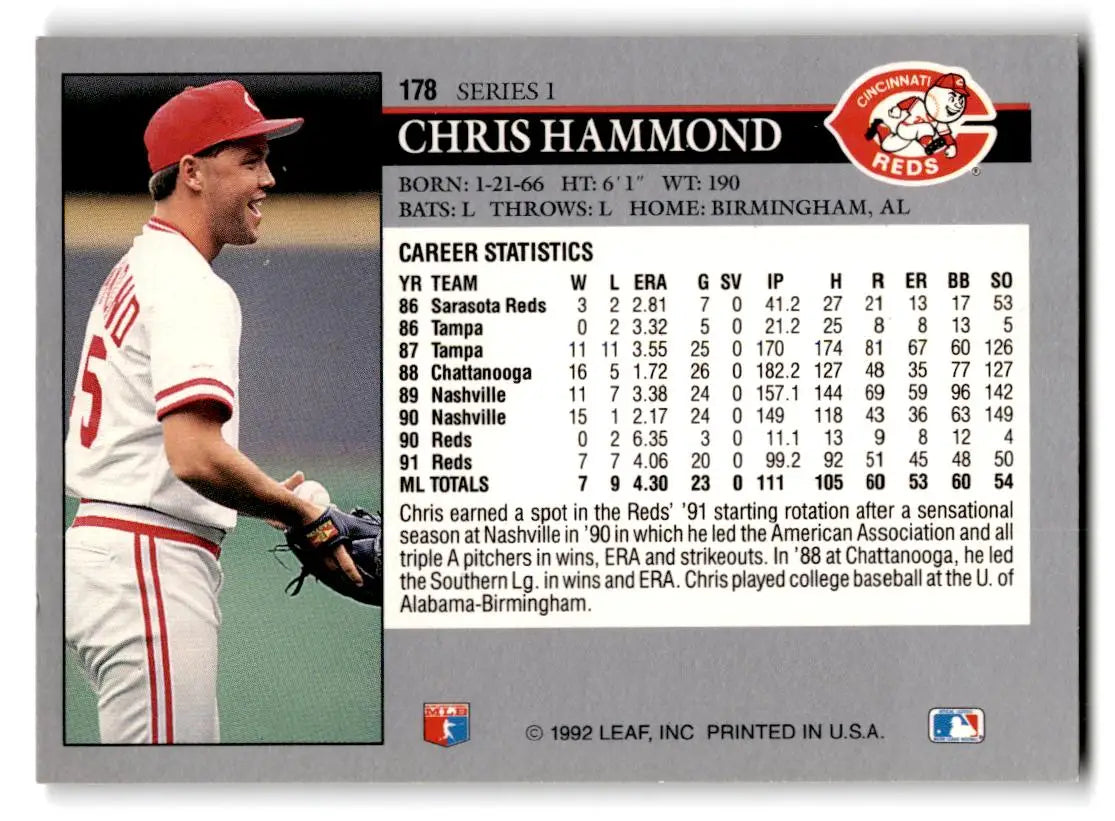 1992 Leaf #178 Chris Hammond - Baseball Card Single