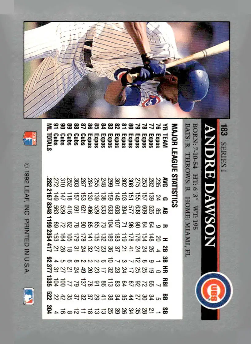 1992 Leaf #183 Andre Dawson - Baseball Card Single