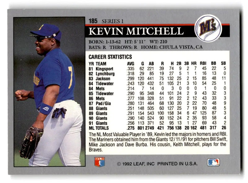 1992 Leaf #185 Kevin Mitchell - Baseball Card Single