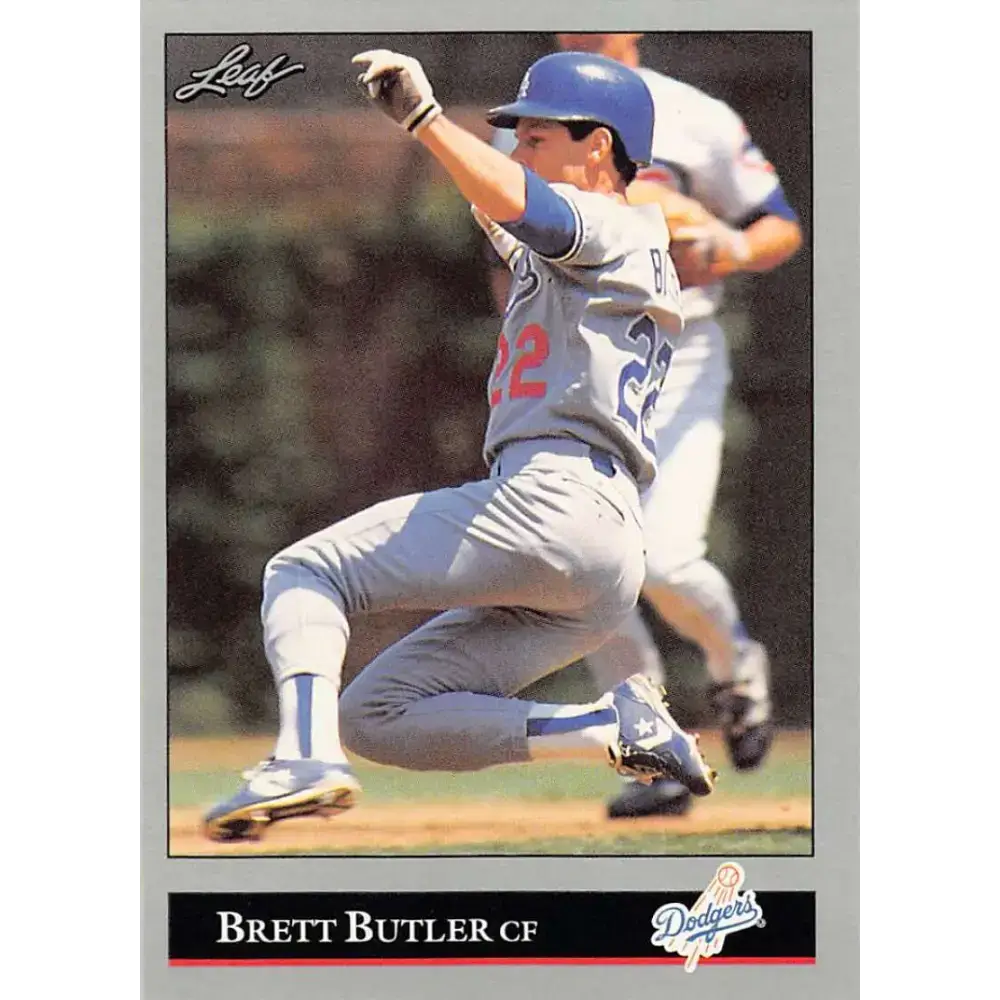 1992 Leaf #186 Brett Butler NM-MT Los Angeles Dodgers Baseball Card - Baseball Card Single
