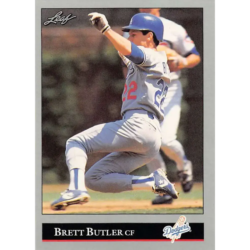 1992 Leaf #186 Brett Butler NM-MT Los Angeles Dodgers Baseball Card - Baseball Card Single