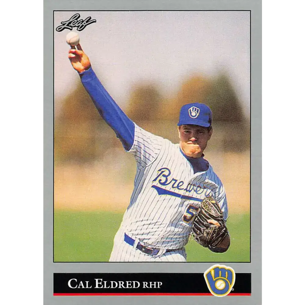 1992 Leaf #2 Cal Eldred NM-MT Milwaukee Brewers Baseball Card - Baseball Card Single