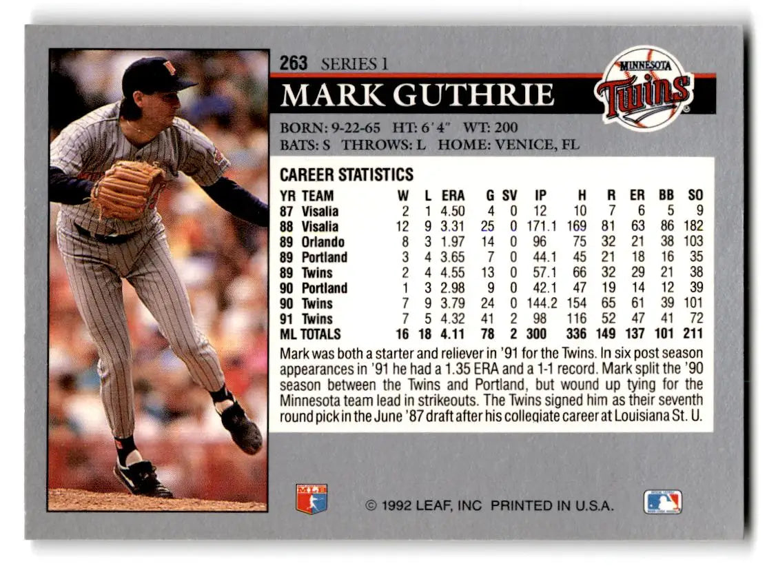 1992 Leaf #263 Mark Guthrie - Baseball Card Single