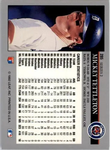 Original gloss Mickey Tettleton baseball card 1992 Leaf #285 NM-MT Tigers