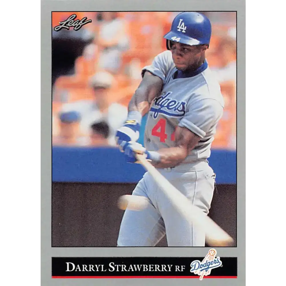 1992 Leaf #29 Darryl Strawberry NM-MT Los Angeles Dodgers Baseball Card - Baseball Card Single
