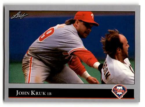 1992 Leaf John Kruk baseball card with original gloss from Simply Sandoval collection