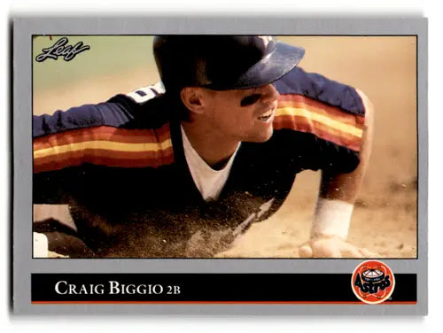 Original gloss Craig Biggio baseball card from 1992 Leaf #315 Astros ID 64261