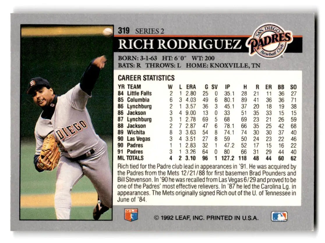 1992 Leaf #319 Rich Rodriguez - Baseball Card Single