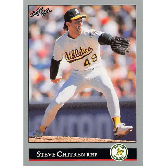 1992 Leaf #32 Steve Chitren NM-MT Oakland Athletics Baseball Card - Baseball Card Single