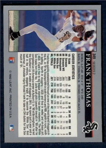 1992 Leaf #349 Frank Thomas NM-MT White Sox ID:59266 - Baseball Card Single