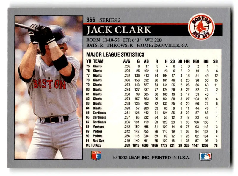 1992 Leaf #366a Jack Clark - Baseball Card Single