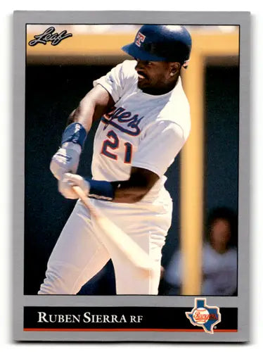 Original gloss Ruben Sierra baseball card from 1992 Leaf #383 featuring Ruben Sierra and Simply Sandoval